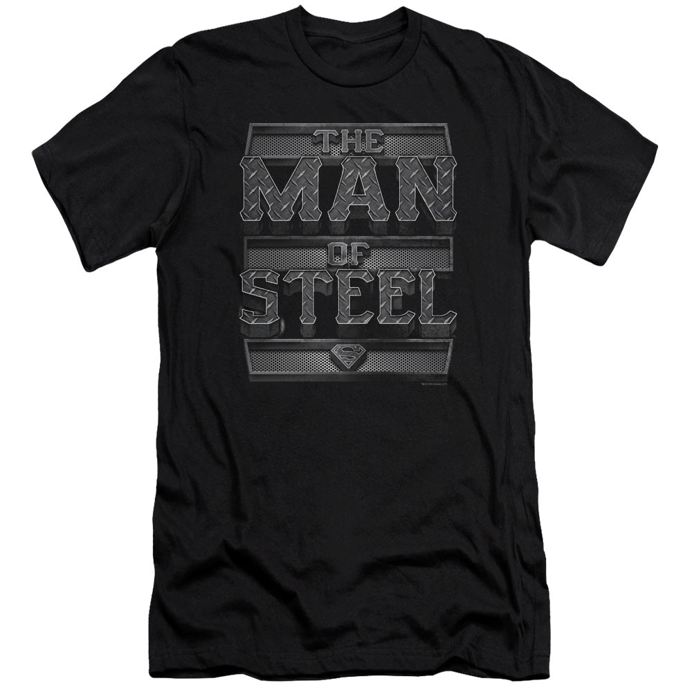 Superman - Steel Text - Short Sleeve Adult 30/1 - Black T-shirt