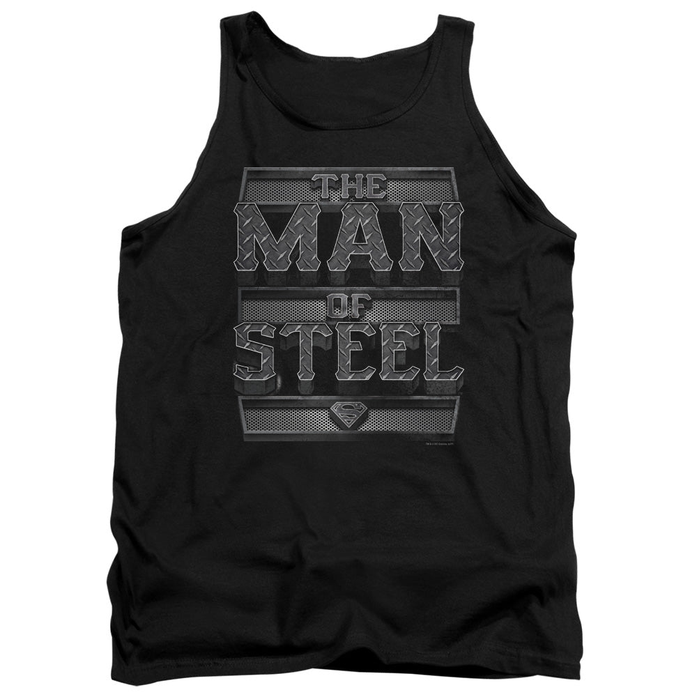 Superman - Steel Text - Adult Tank - Black