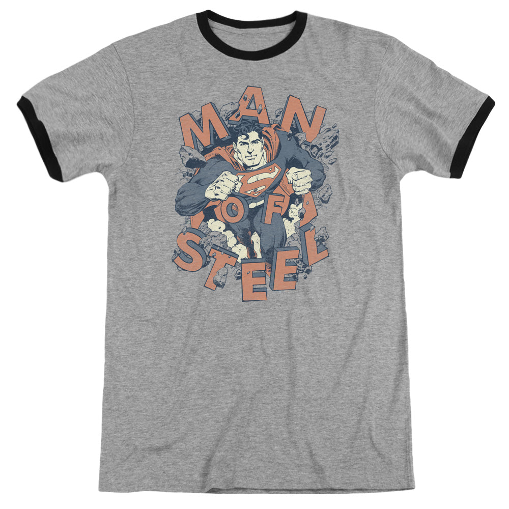 Superman - Coming Through - Adult Ringer - Heather/black