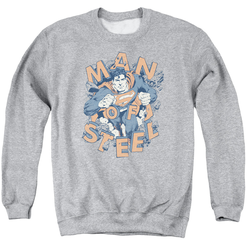 Superman - Coming Through - Adult Crewneck Sweatshirt - Athletic Heather