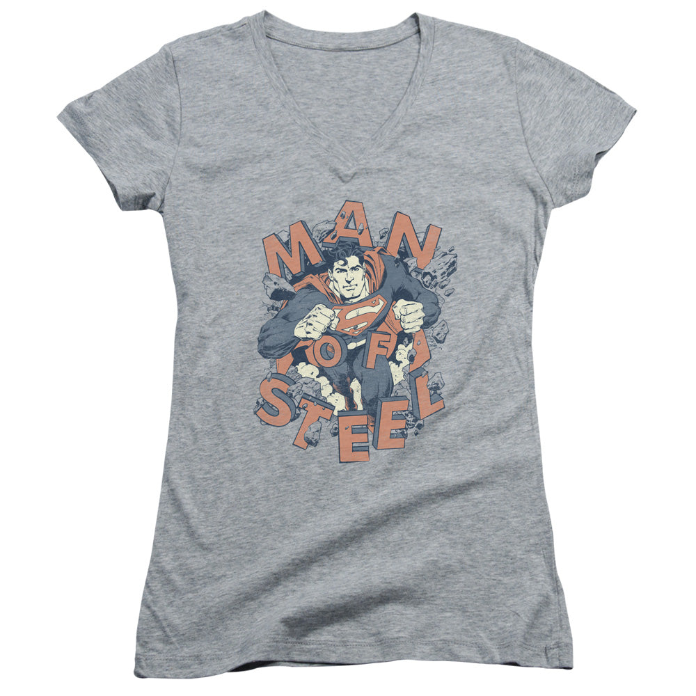 Superman - Coming Through - Junior V-neck - Athletic Heather
