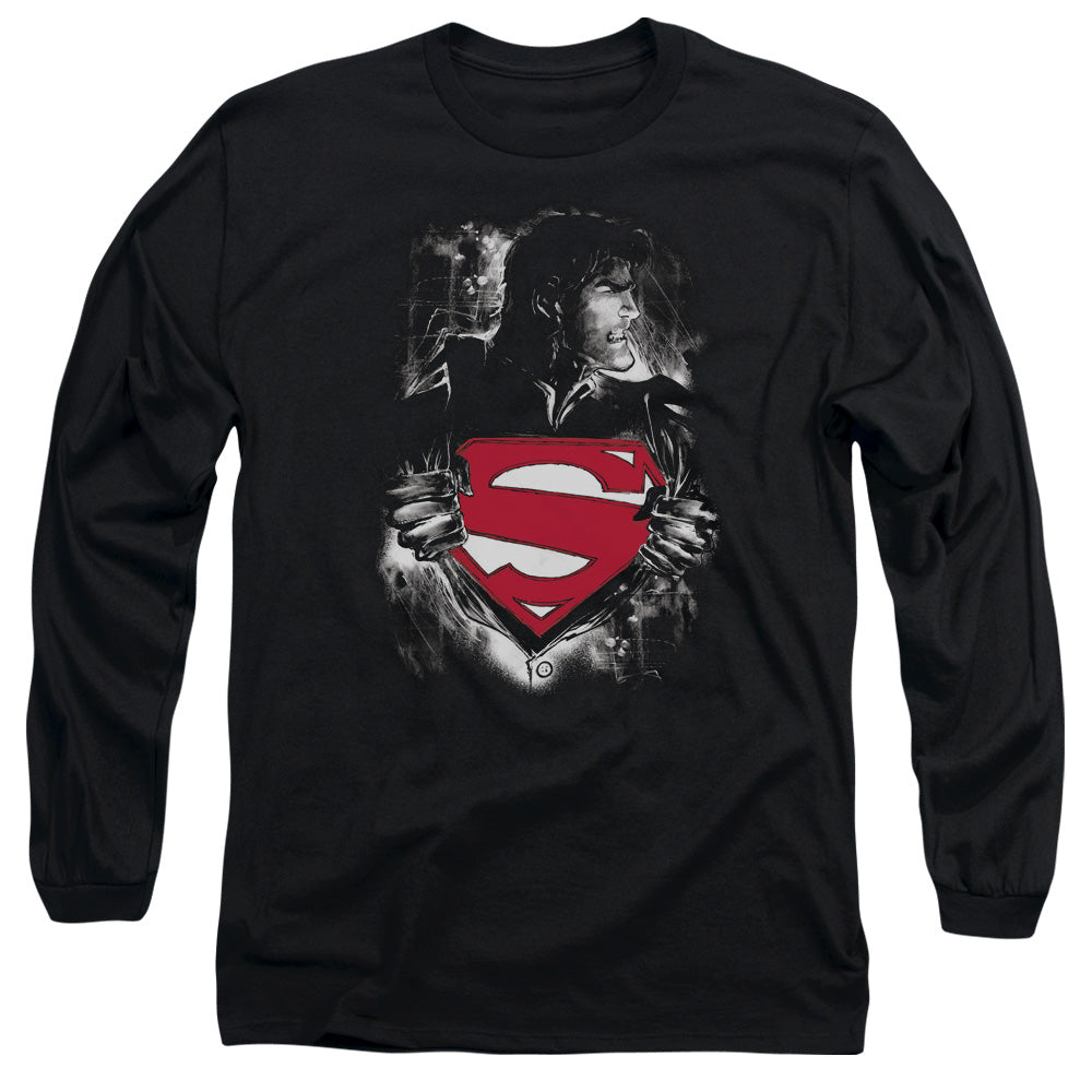 Superman - Darkest Hour - Long Sleeve Adult 18/1 - Black T-shirt