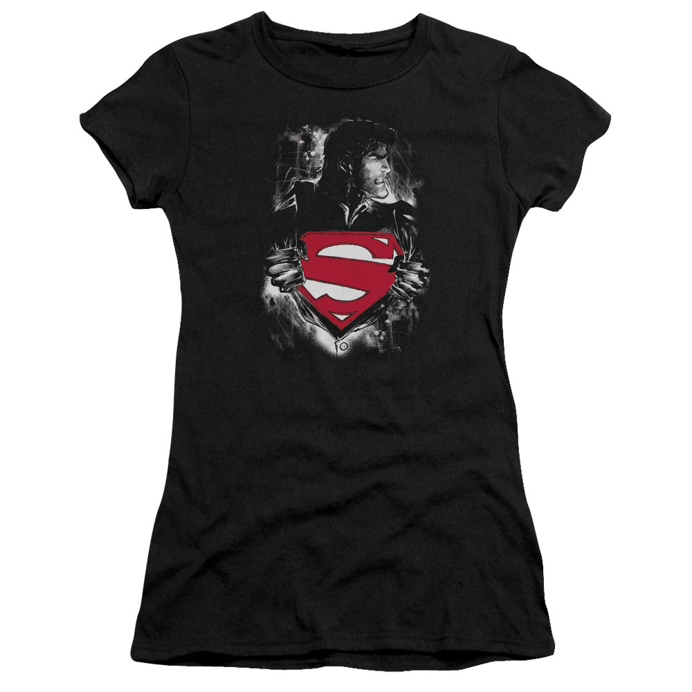 Superman - Darkest Hour - Short Sleeve Junior Sheer - Black T-shirt