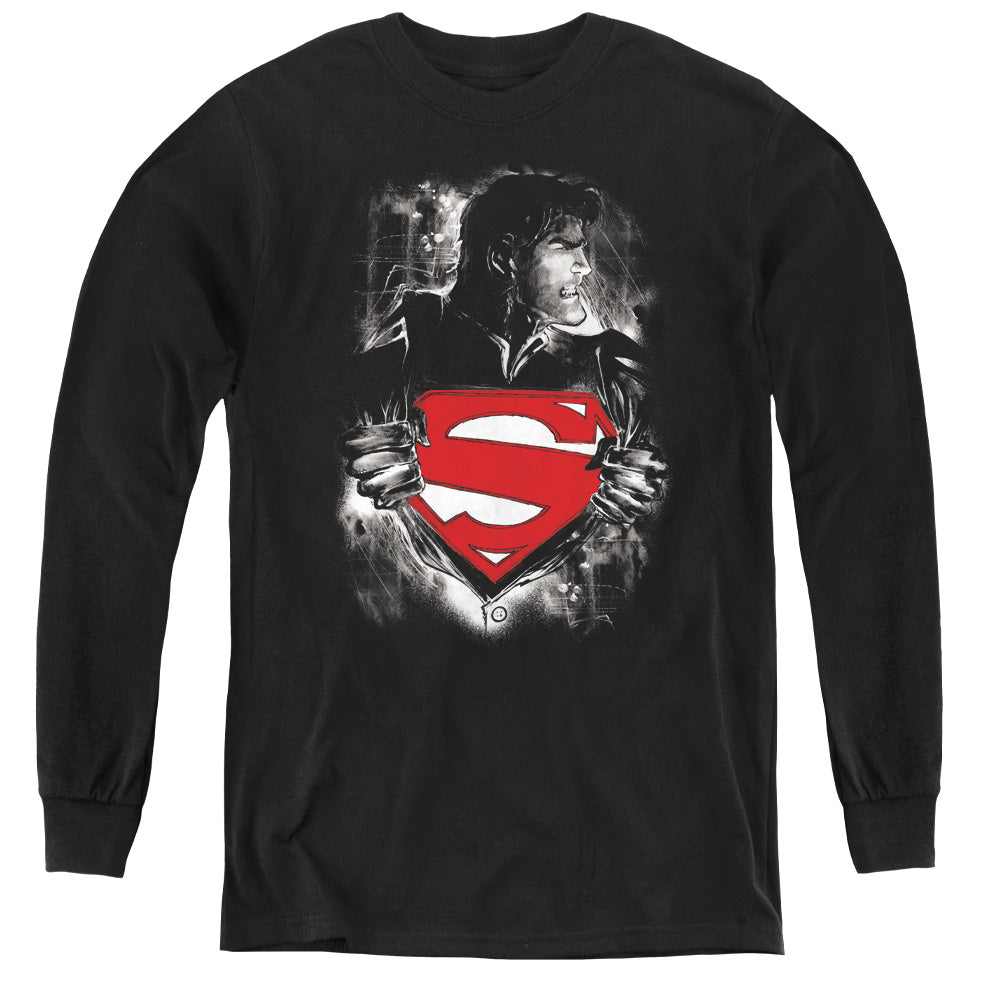 Superman Darkest Hour - Youth Long Sleeve Tee - Black