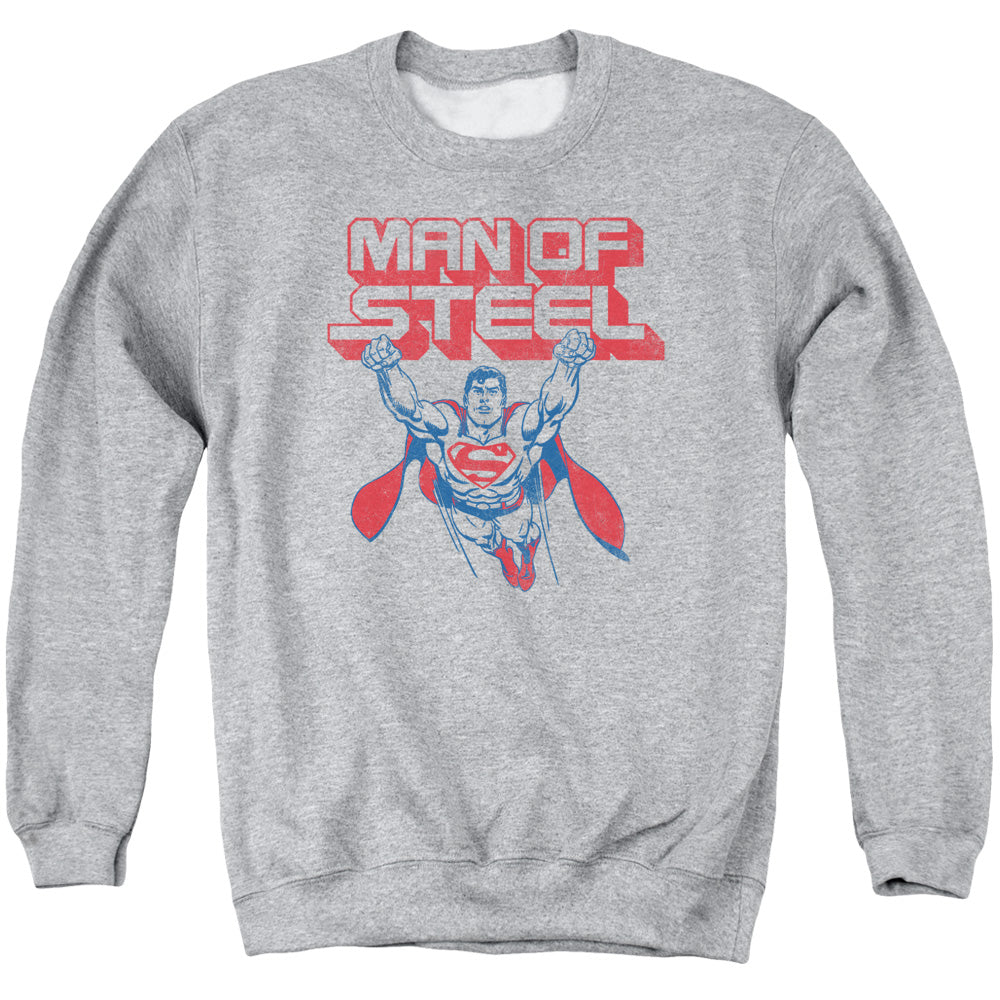 Superman - Steel Retro - Adult Crewneck Sweatshirt - Athletic Heather