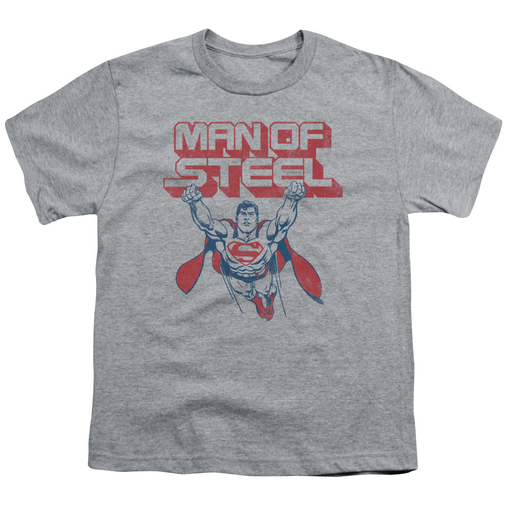 Superman - Steel Retro - Short Sleeve Youth 18/1 - Athletic Heather T-shirt