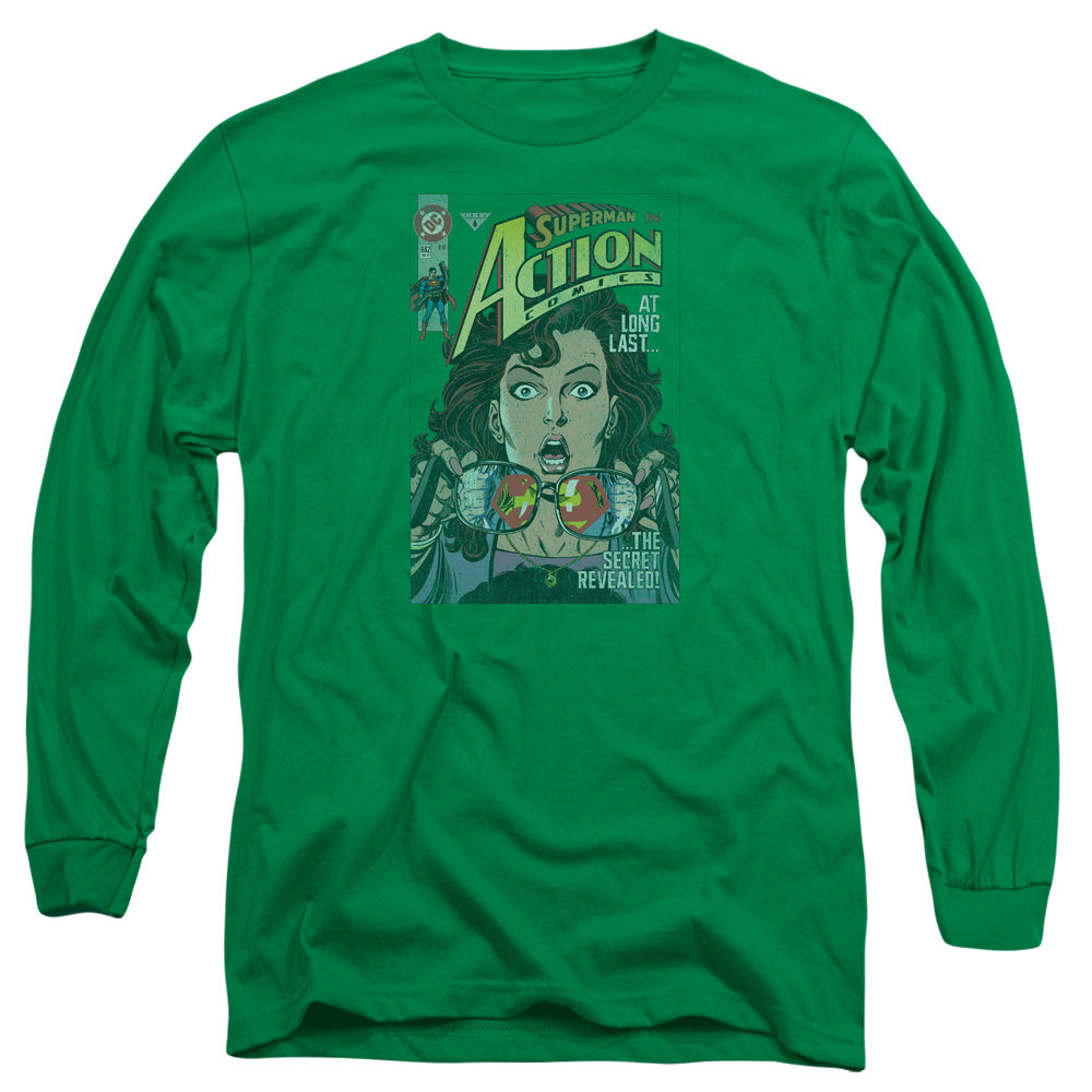 Superman - Secret Revealved - Long Sleeve Adult 18/1 - Kelly Green T-shirt