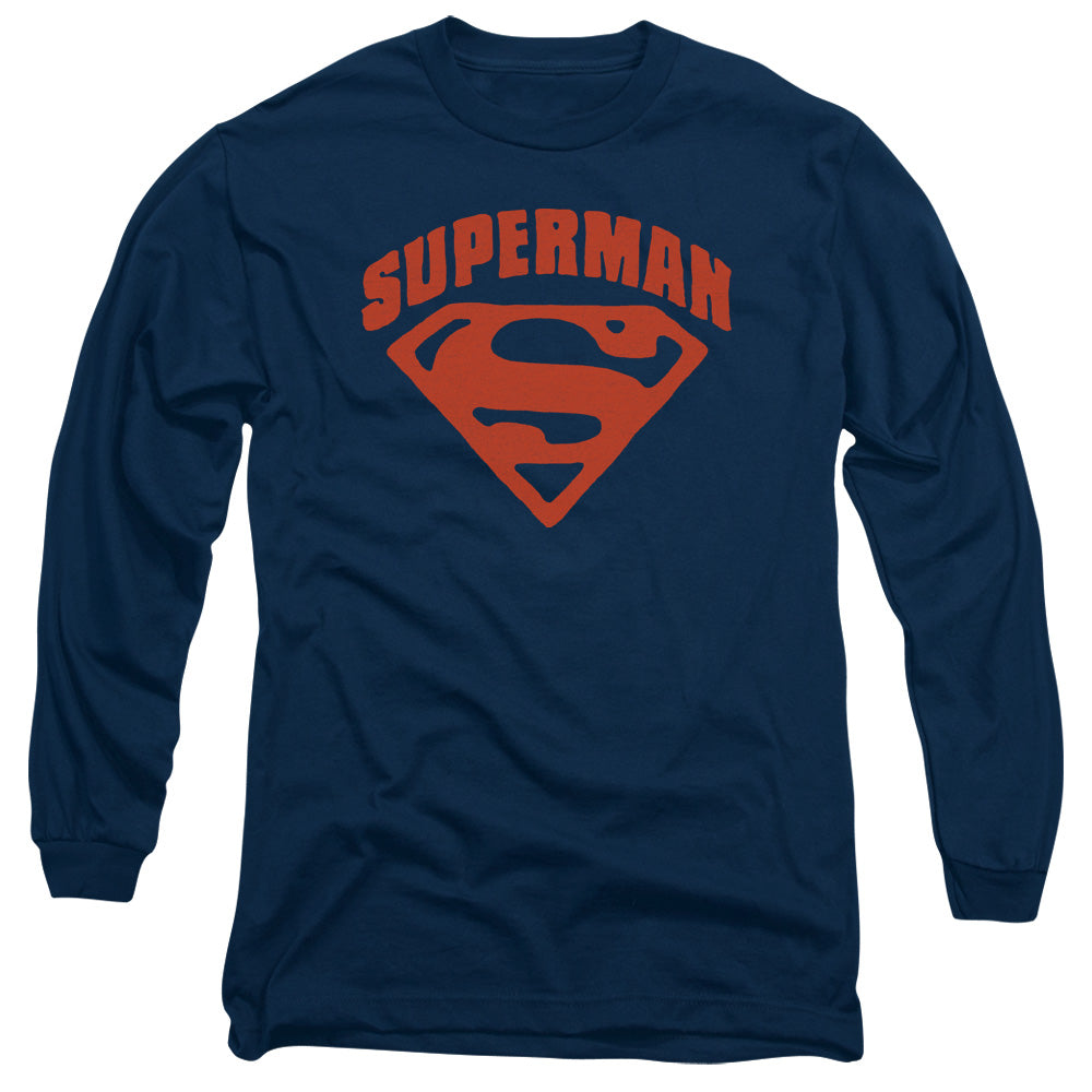 Superman - Super Shield - Long Sleeve Adult 18/1 - Navy T-shirt