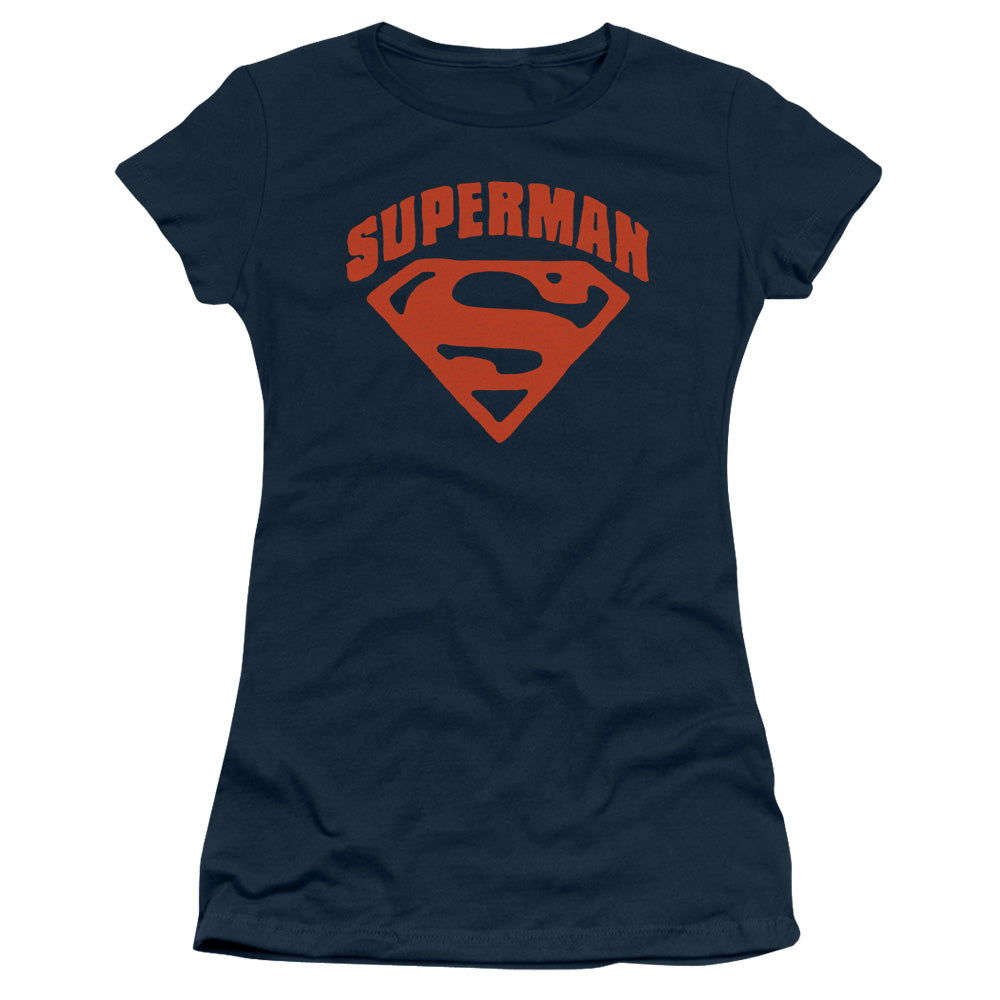 Superman - Super Shield - Short Sleeve Junior Sheer - Navy T-shirt