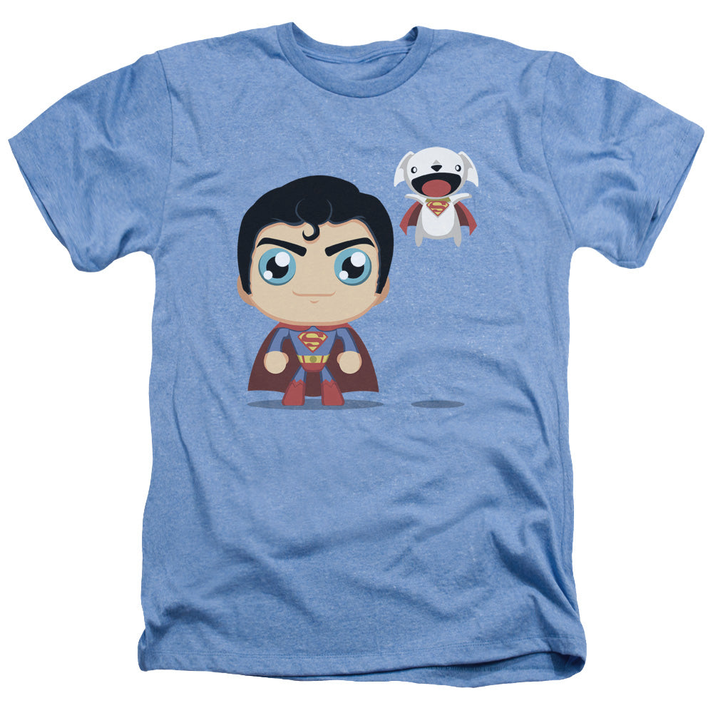 Superman - Cute Superman - Adult Heather - Light Blue