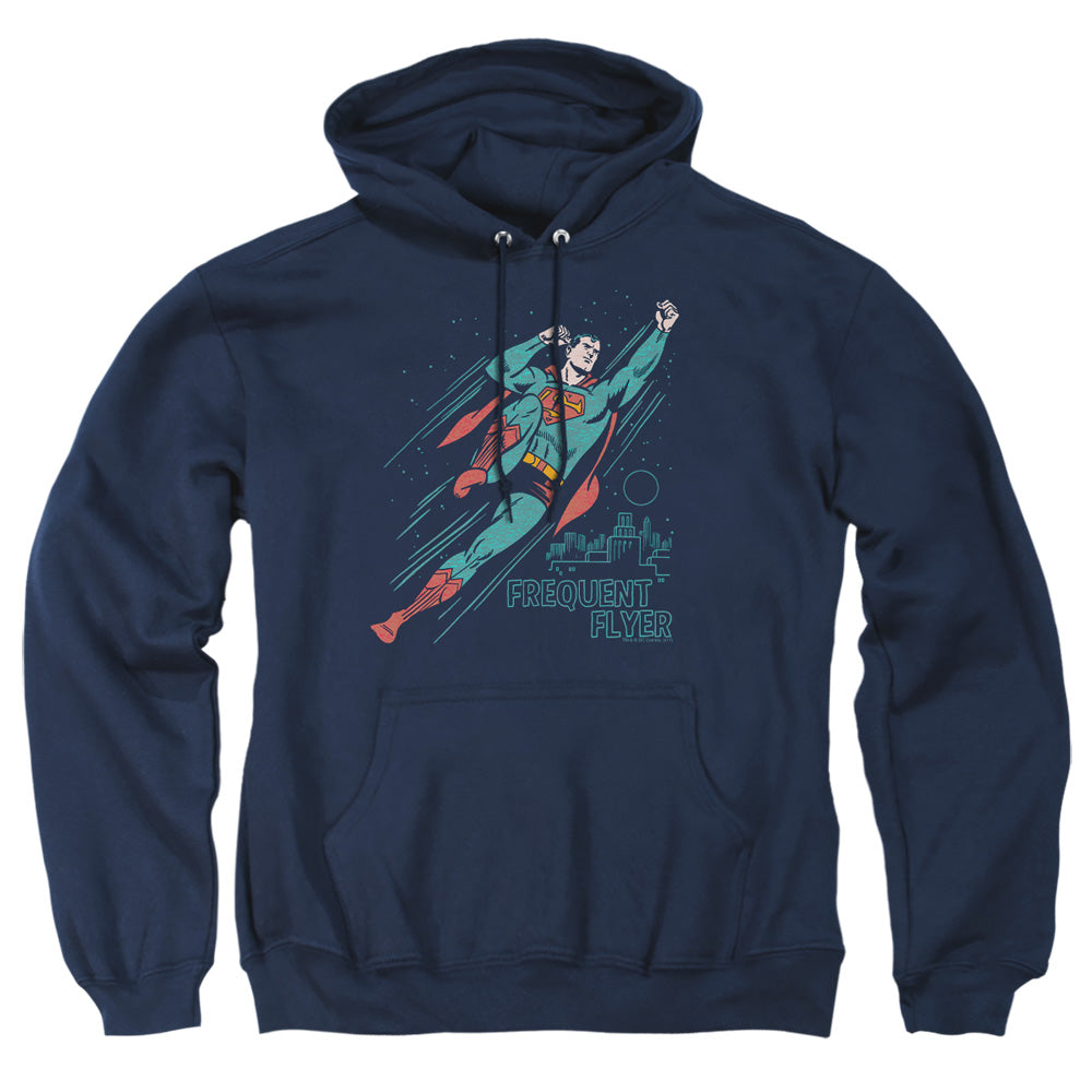 Superman - Frequent Flyer - Adult Pull-over Hoodie - Navy
