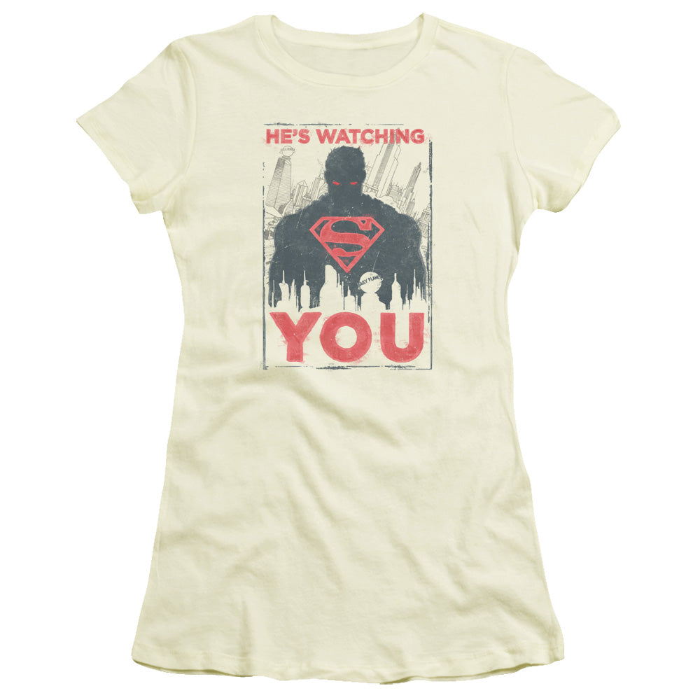 Superman - Hes Watching You - Short Sleeve Junior Sheer - Cream T-shirt