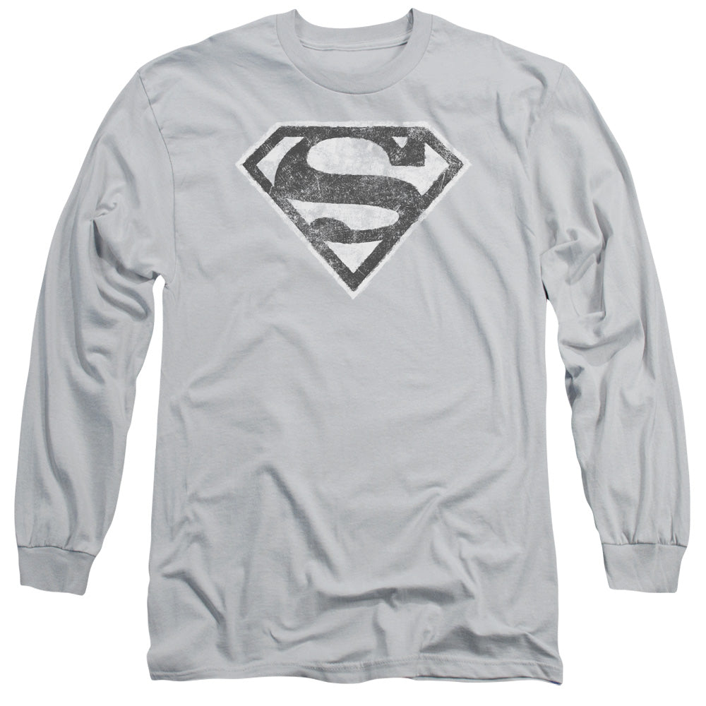 Superman - Grey S - Long Sleeve Adult 18/1 - Silver T-shirt