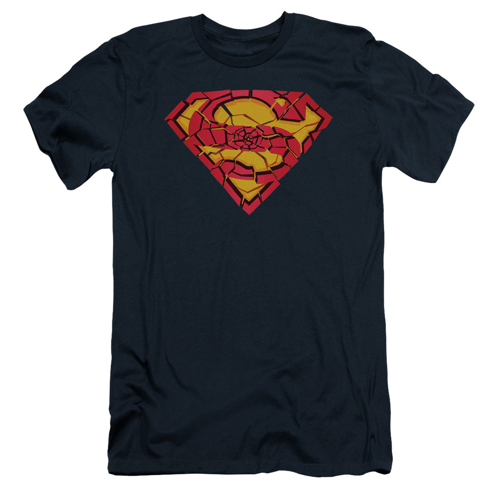 Superman - Shattered Shield - Short Sleeve Adult 30/1 - Navy T-shirt