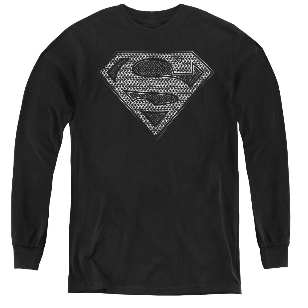 Superman - Chainmail - Youth Long Sleeve Tee - Black