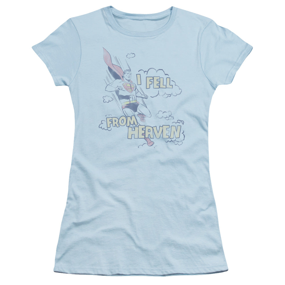 Superman - I Fell - Short Sleeve Junior Sheer - Light Blue T-shirt