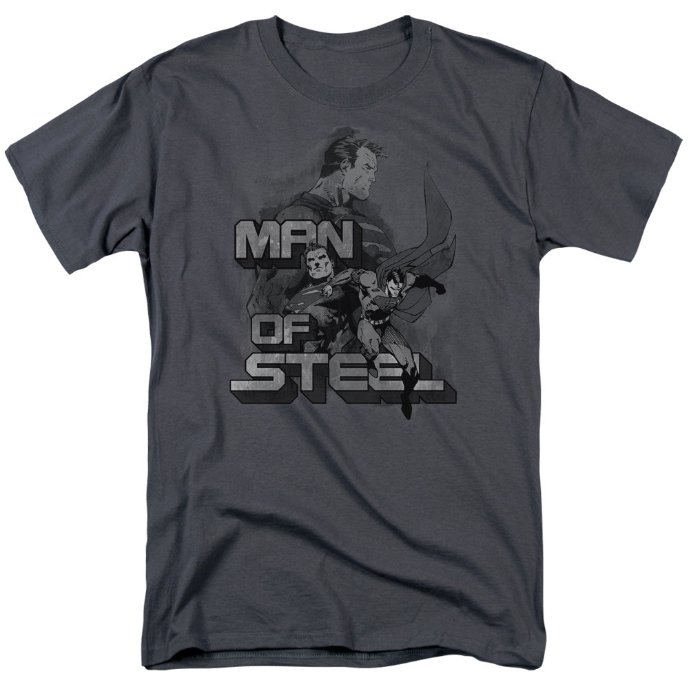 Superman - Steel Poses - Short Sleeve Adult 18/1 - Charcoal T-shirt