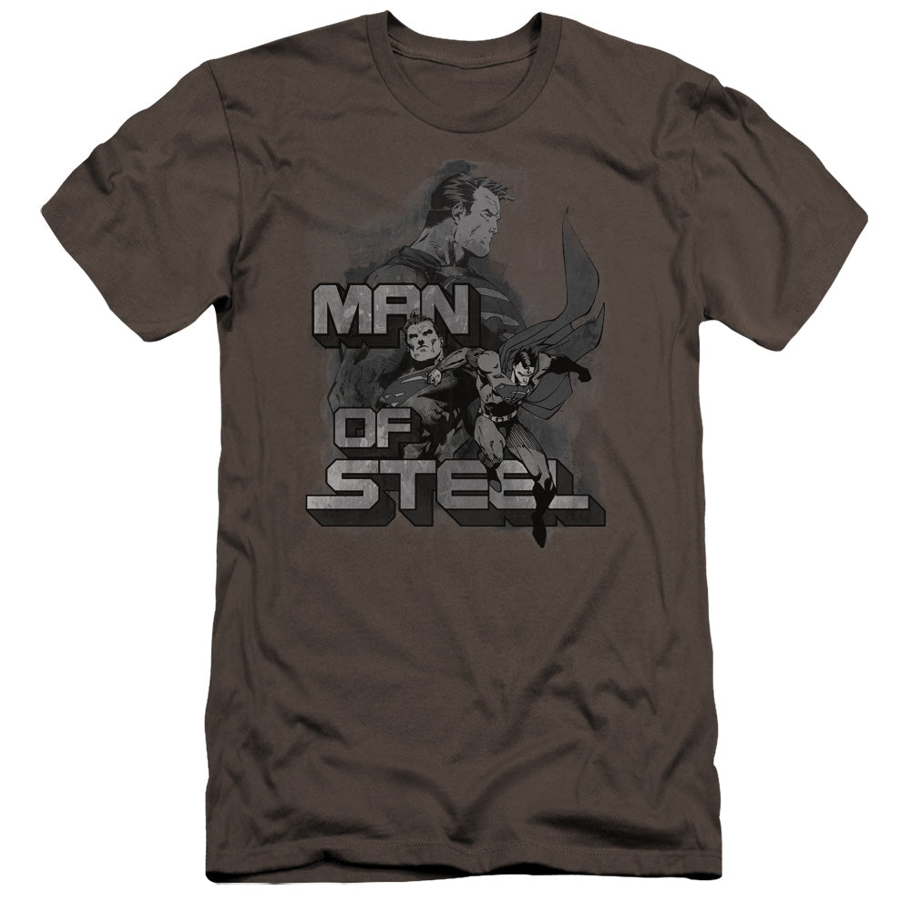 Superman - Steel Poses-premuim Canvas Adult Slim Fit 30/1 - Charcoal