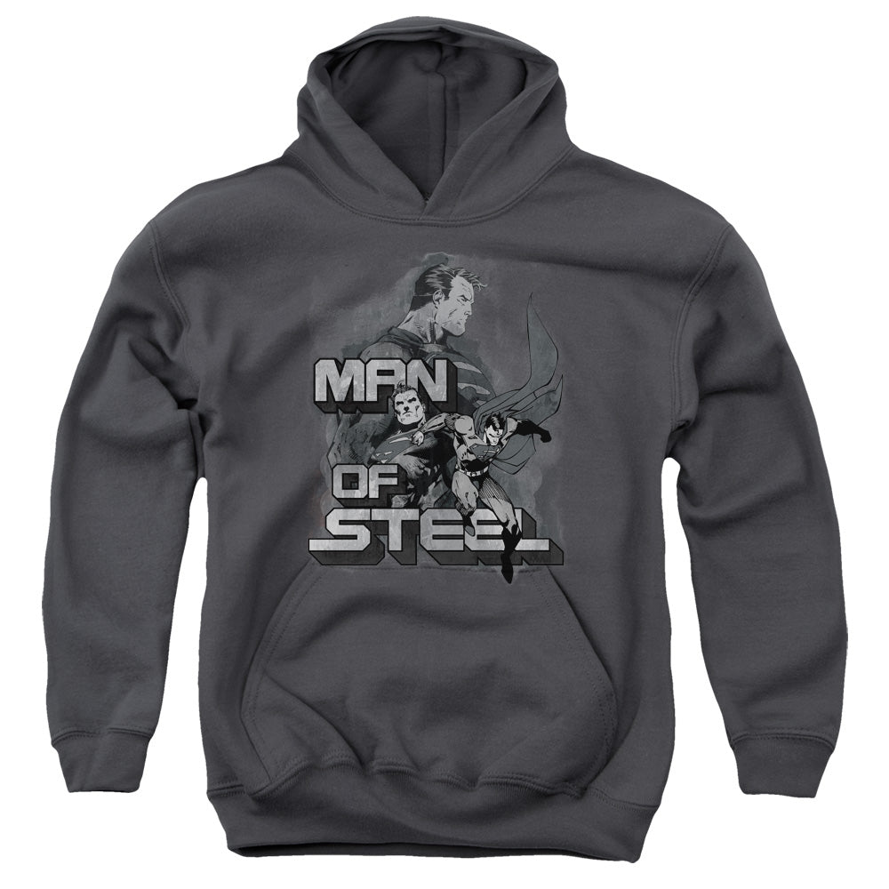 Superman - Steel Poses - Youth Pull-over Hoodie - Charcoal