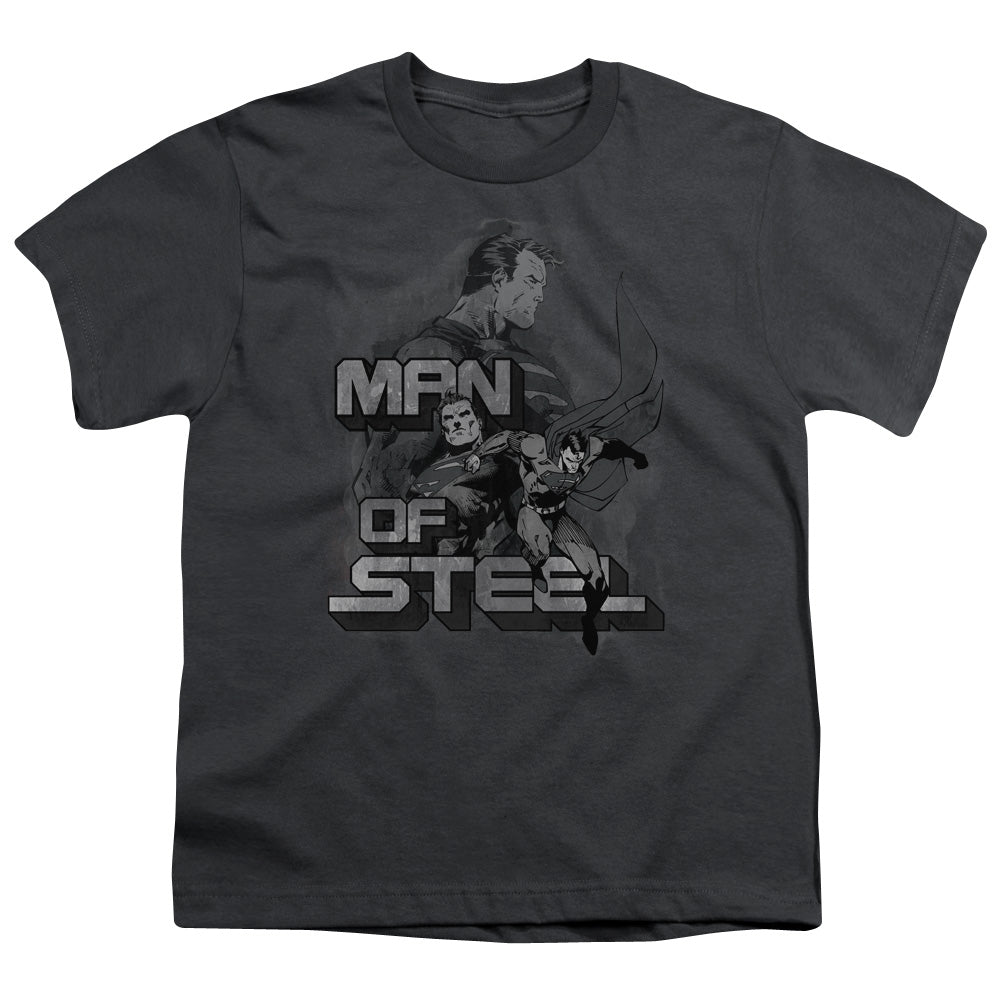 Superman - Steel Poses - Short Sleeve Youth 18/1 - Charcoal T-shirt