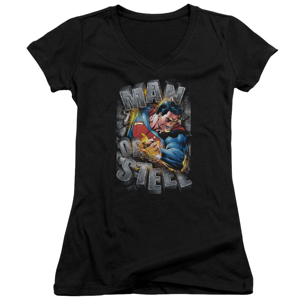Superman - Ripping Steel - Junior V-neck - Black