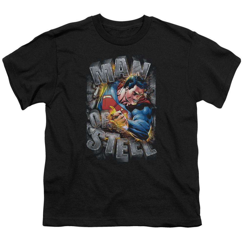 SUPERMAN RIPPING STEEL - S/S YOUTH 18/1 - BLACK T-Shirt