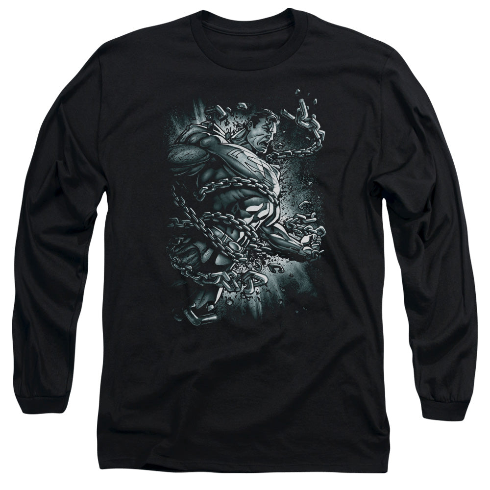 Superman - Break Free - Long Sleeve Adult 18/1 - Black T-shirt