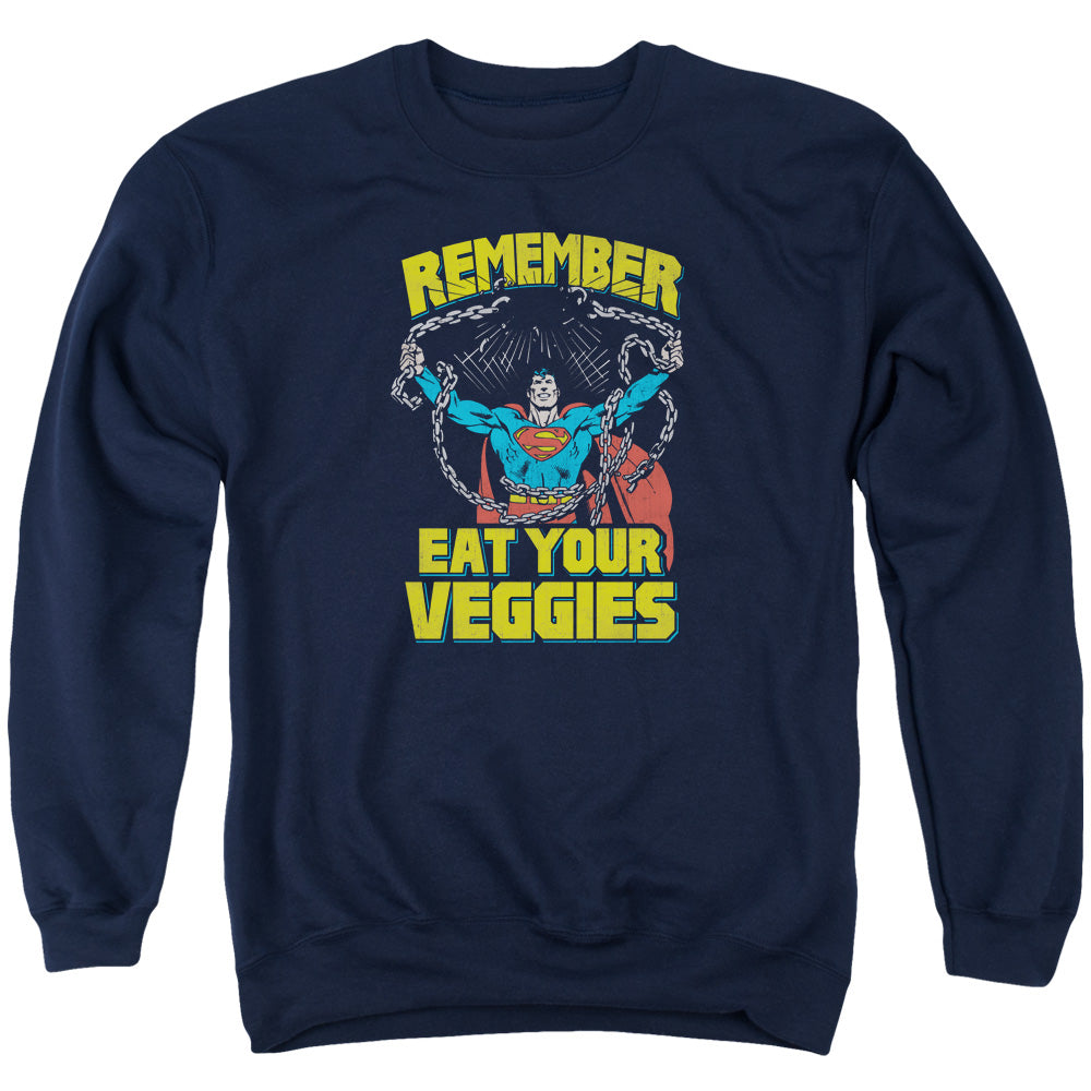 Superman - Veggie Power - Adult Crewneck Sweatshirt - Navy