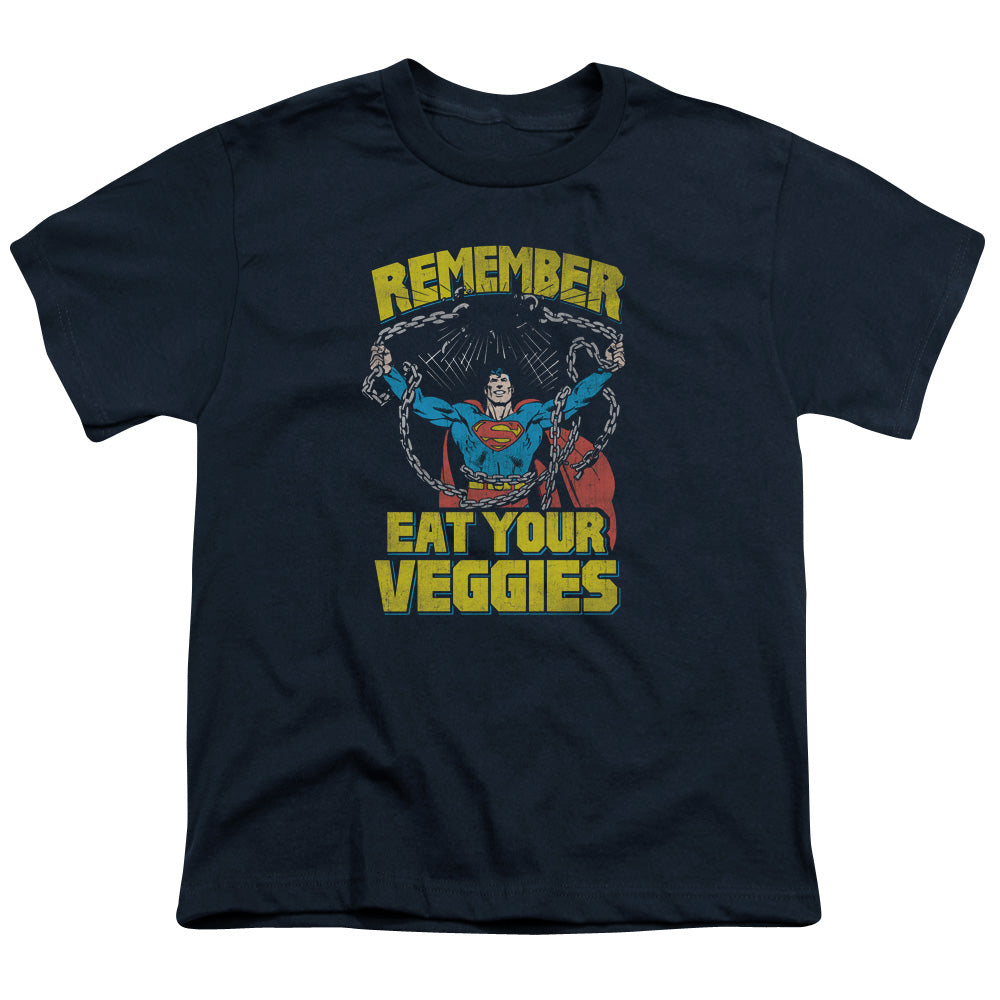 Superman - Veggie Power - Short Sleeve Youth 18/1 - Navy T-shirt