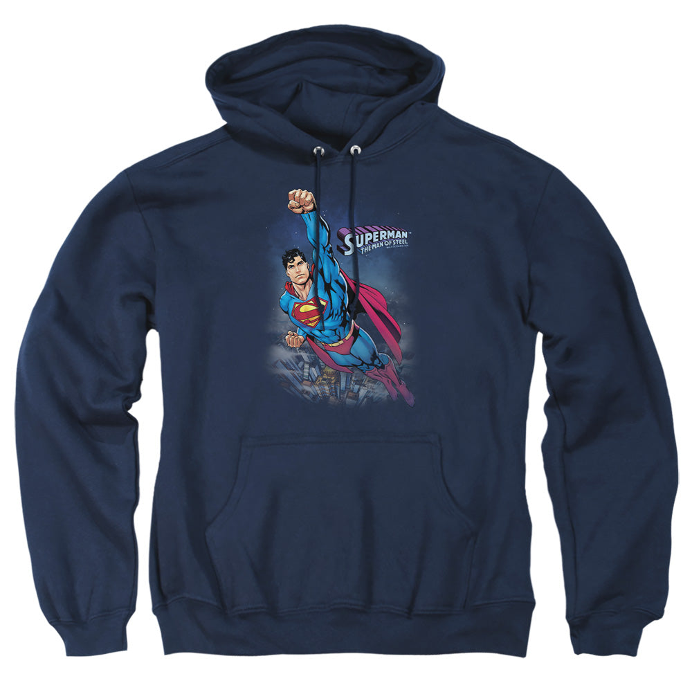 Superman - Twilight Flight - Adult Pull-over Hoodie - Navy