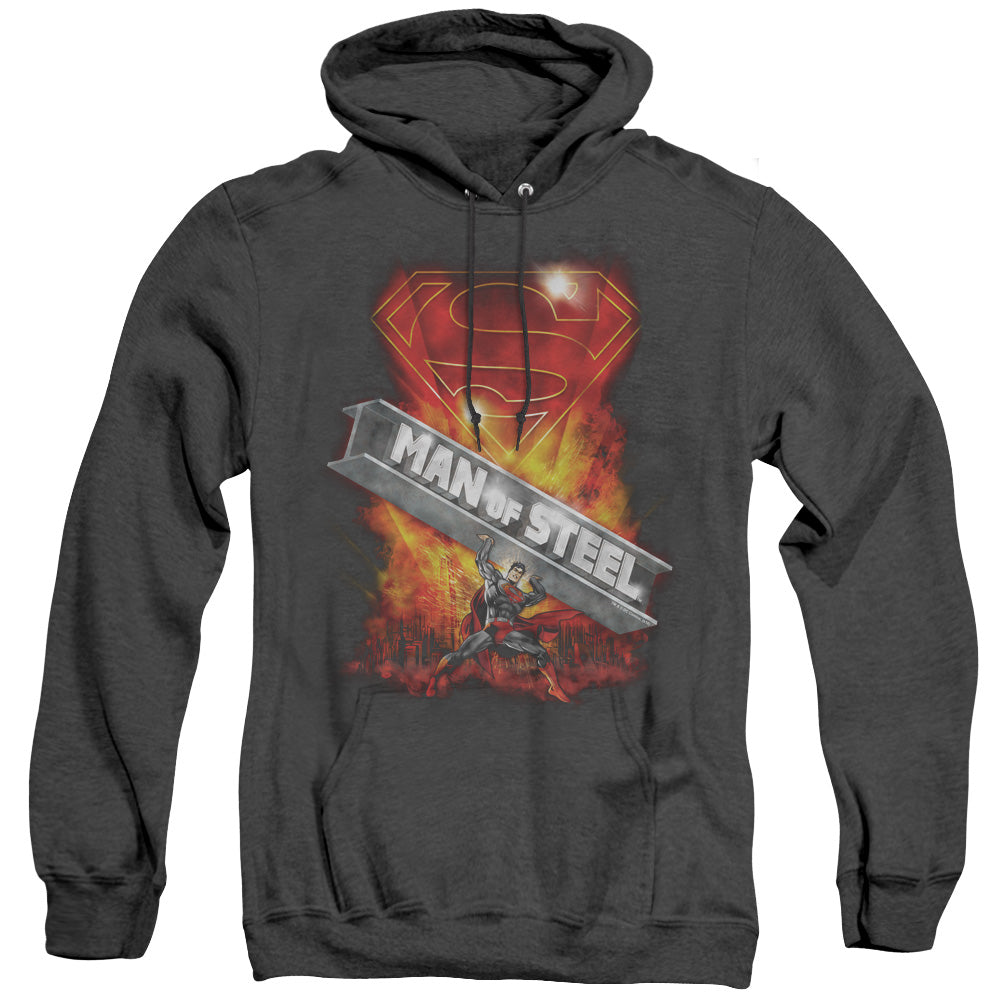 Superman - Steel Girder - Adult Heather Hoodie - Black