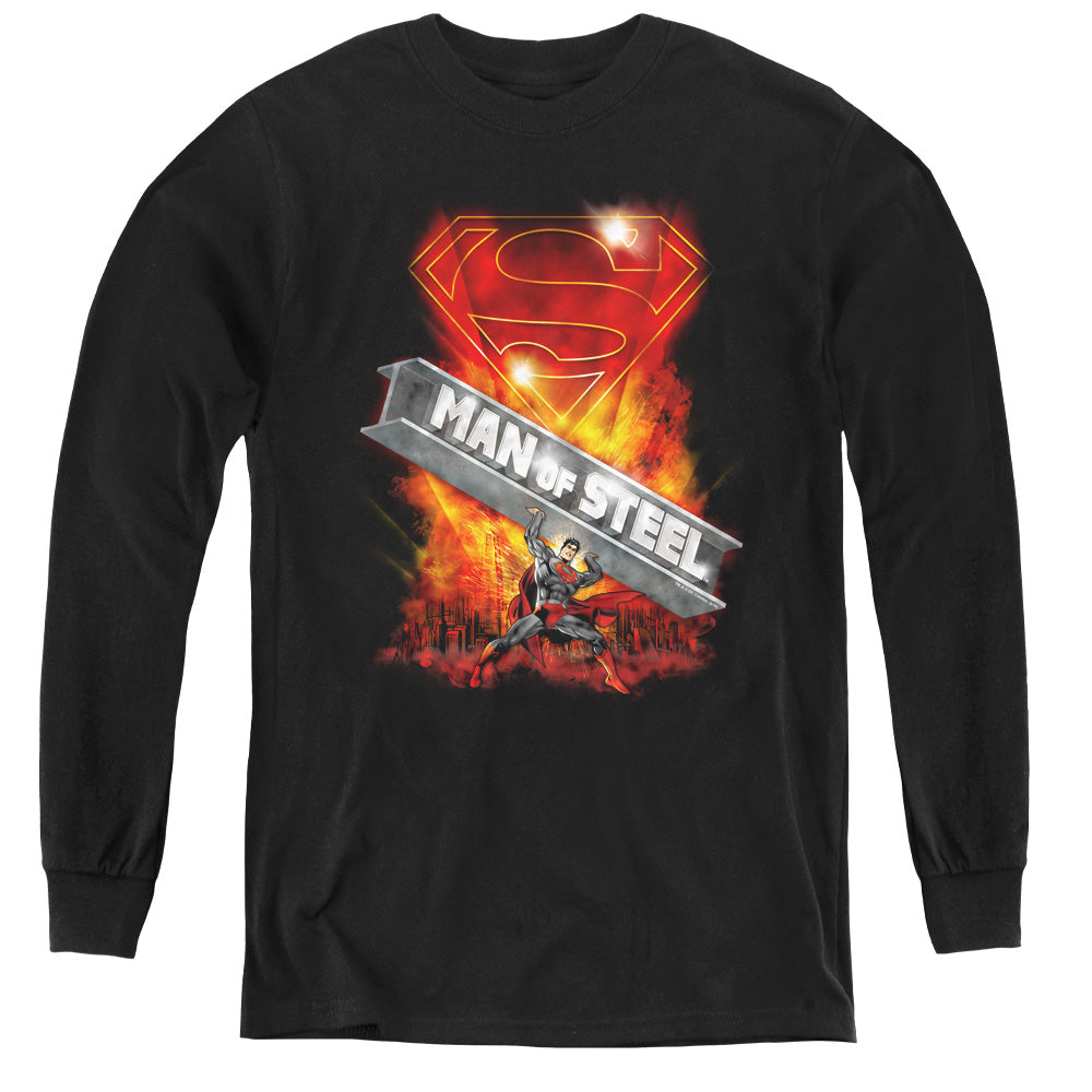 Superman - Steel Girder - Youth Long Sleeve Tee - Black