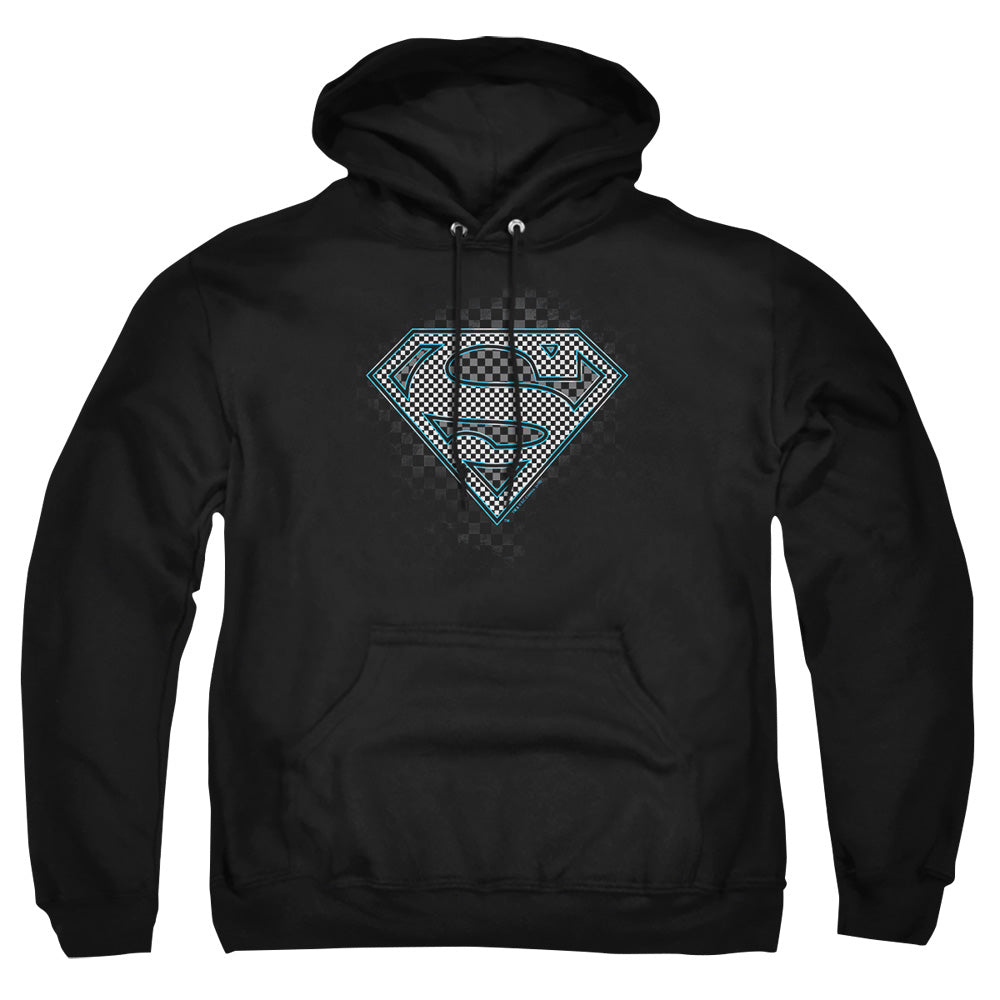 Superman - Checkerboard - Adult Pull-over Hoodie - Black