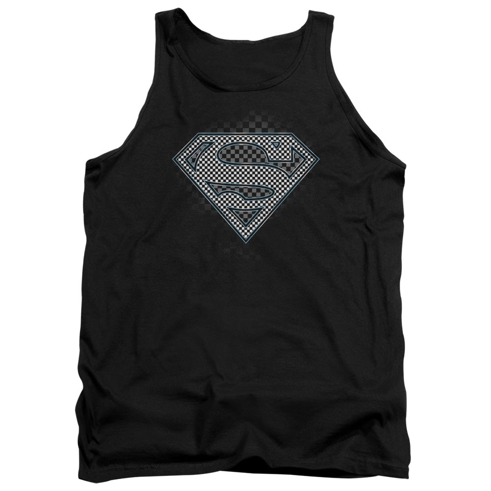 Superman - Checkerboard - Adult Tank - Black