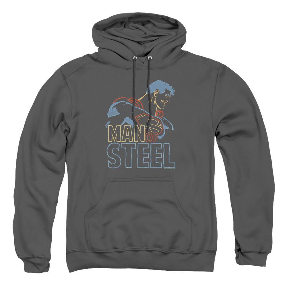 Superman - Colored Lines - Adult Pull-over Hoodie - Charcoal