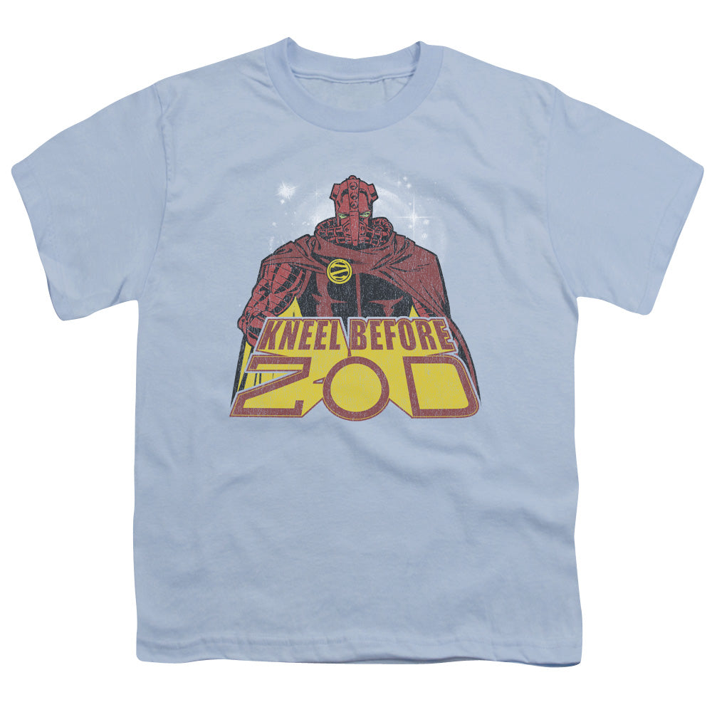 Superman - Kneel Before - Short Sleeve Youth 18/1 - Light Blue T-shirt