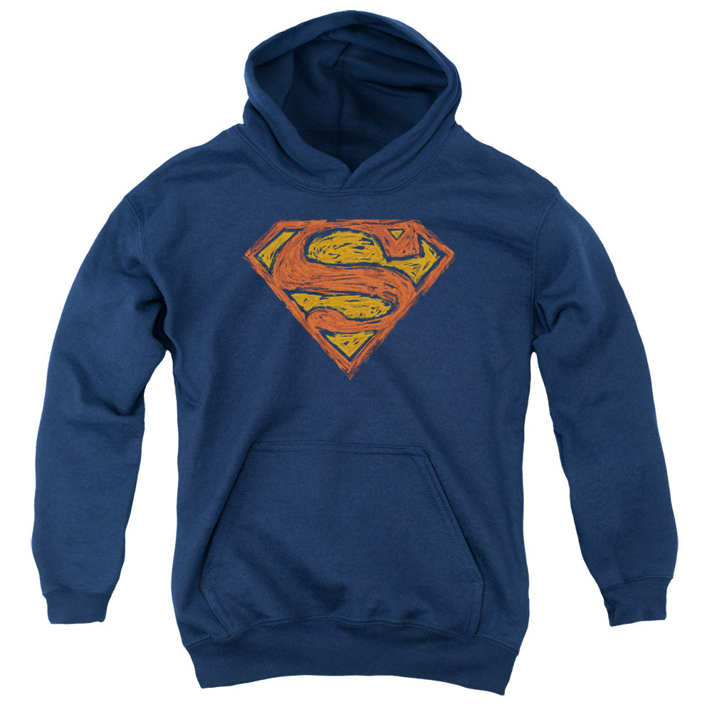 Superman - Messy S - Youth Pull-over Hoodie - Navy