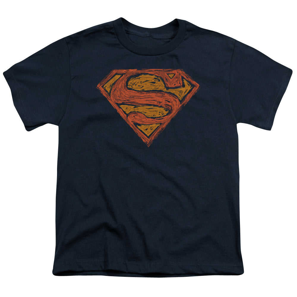 Superman - Messy S - Short Sleeve Youth 18/1 - Navy T-shirt