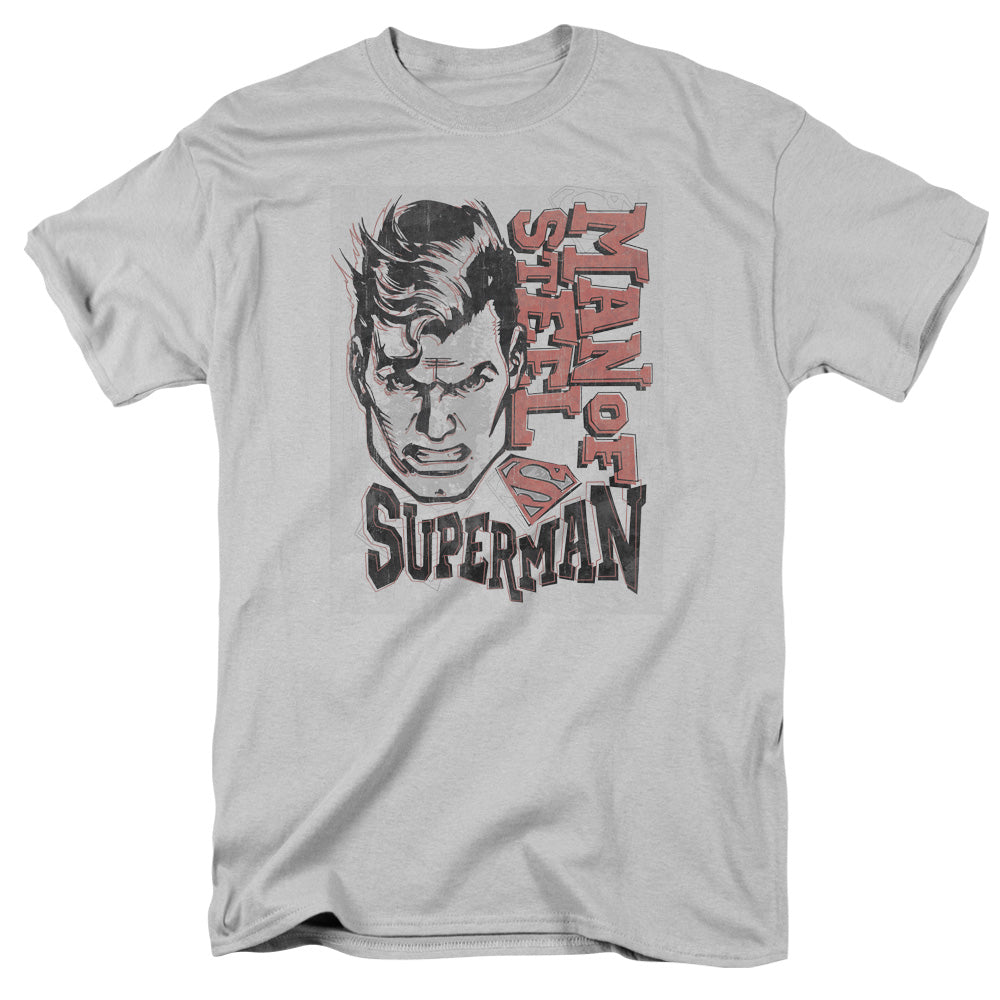 Superman - Retro Lines - Short Sleeve Adult 18/1 - Silver T-shirt