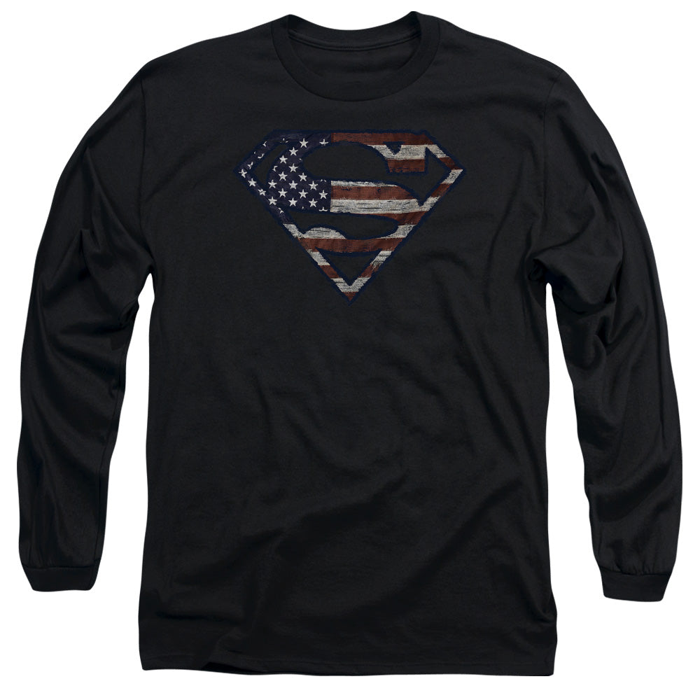 SUPERMAN WARTORN FLAG-L/S T-Shirt