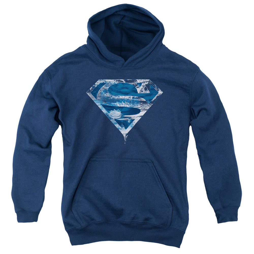 Superman Water Shield-youth Pull-over Hoodie - Navy