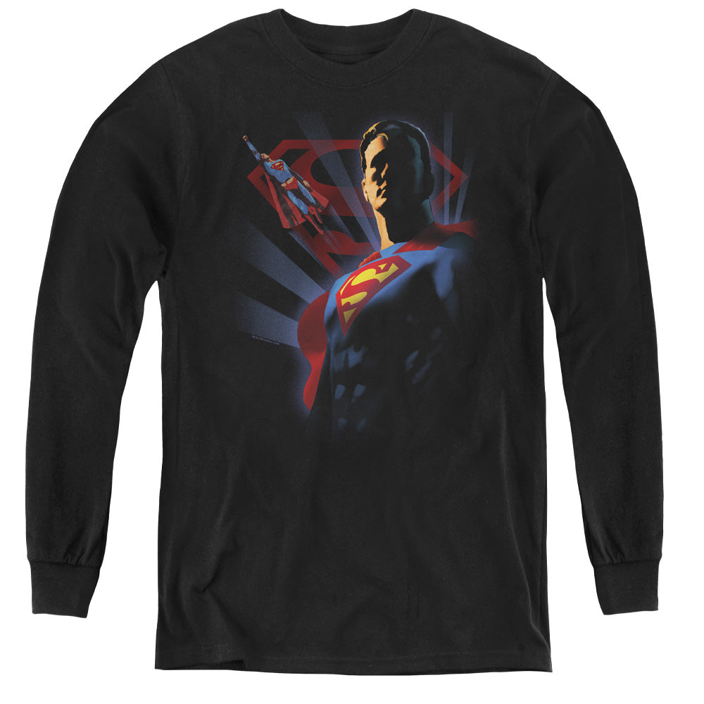 Superman - Super Deco - Youth Long Sleeve Tee - Black