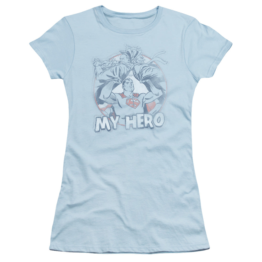 Superman - My Hero - Short Sleeve Junior Sheer - Light Blue T-shirt