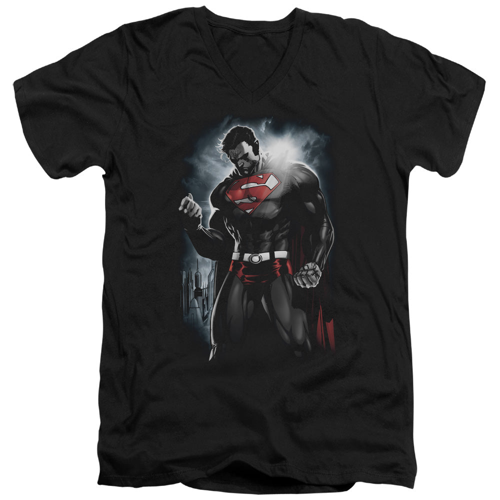 Superman - Light Of The Sun - Short Sleeve Adult V-neck - Black T-shirt