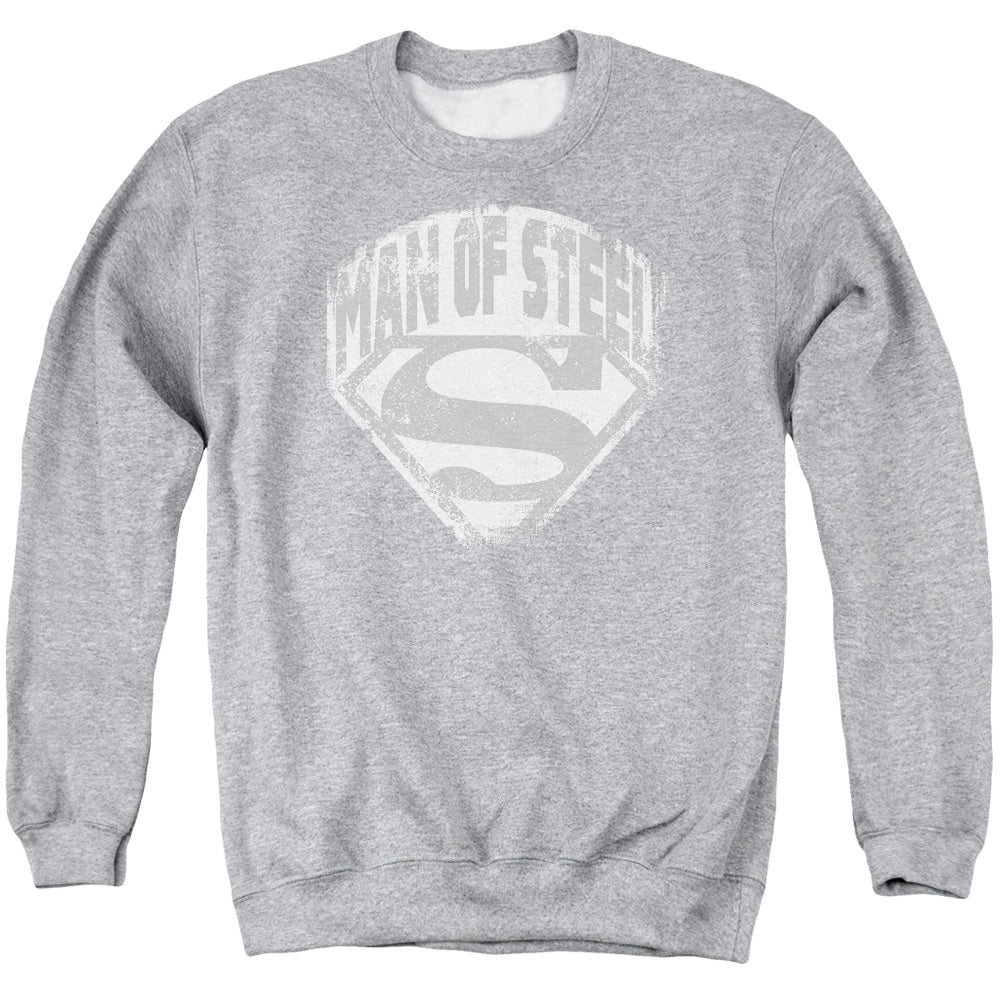 Superman - Man Of Steel Shield - Adult Crewneck Sweatshirt - Athletic Heather