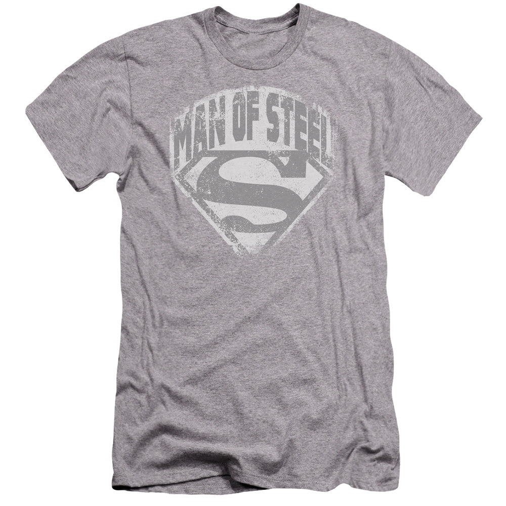Superman - Man Of Steel Shield-premuim Canvas Adult Slim Fit 30/1 - Athletic Heather
