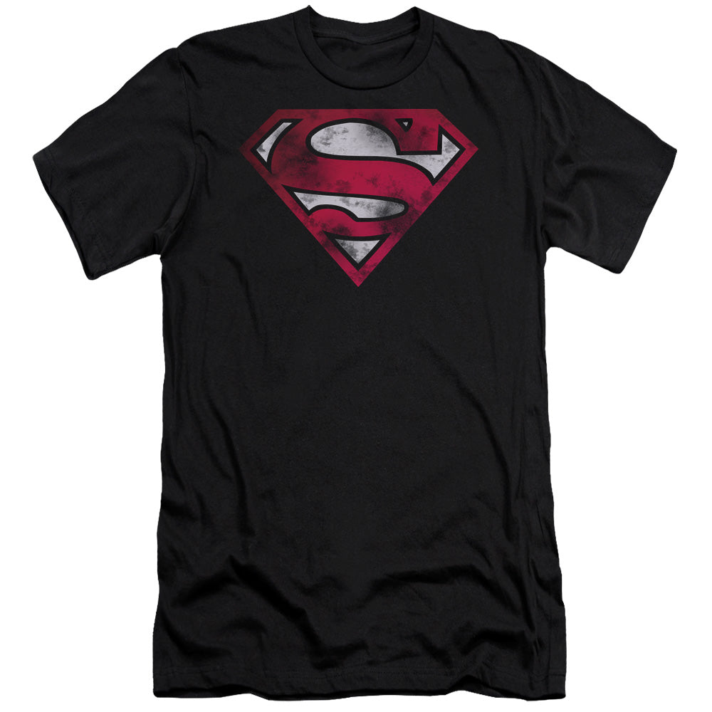 Superman - War Torn Shield - Short Sleeve Adult 30/1 - Black T-shirt