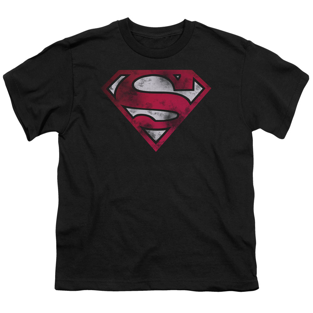 Superman - War Torn Shield - Short Sleeve Youth 18/1 - Black T-shirt