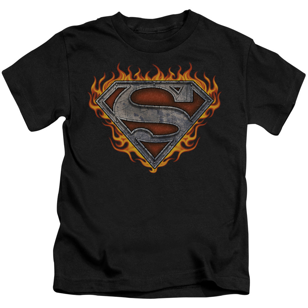 SUPERMAN IRON FIRE SHIELD - S/S JUVENILE 18/1 - BLACK - T-Shirt