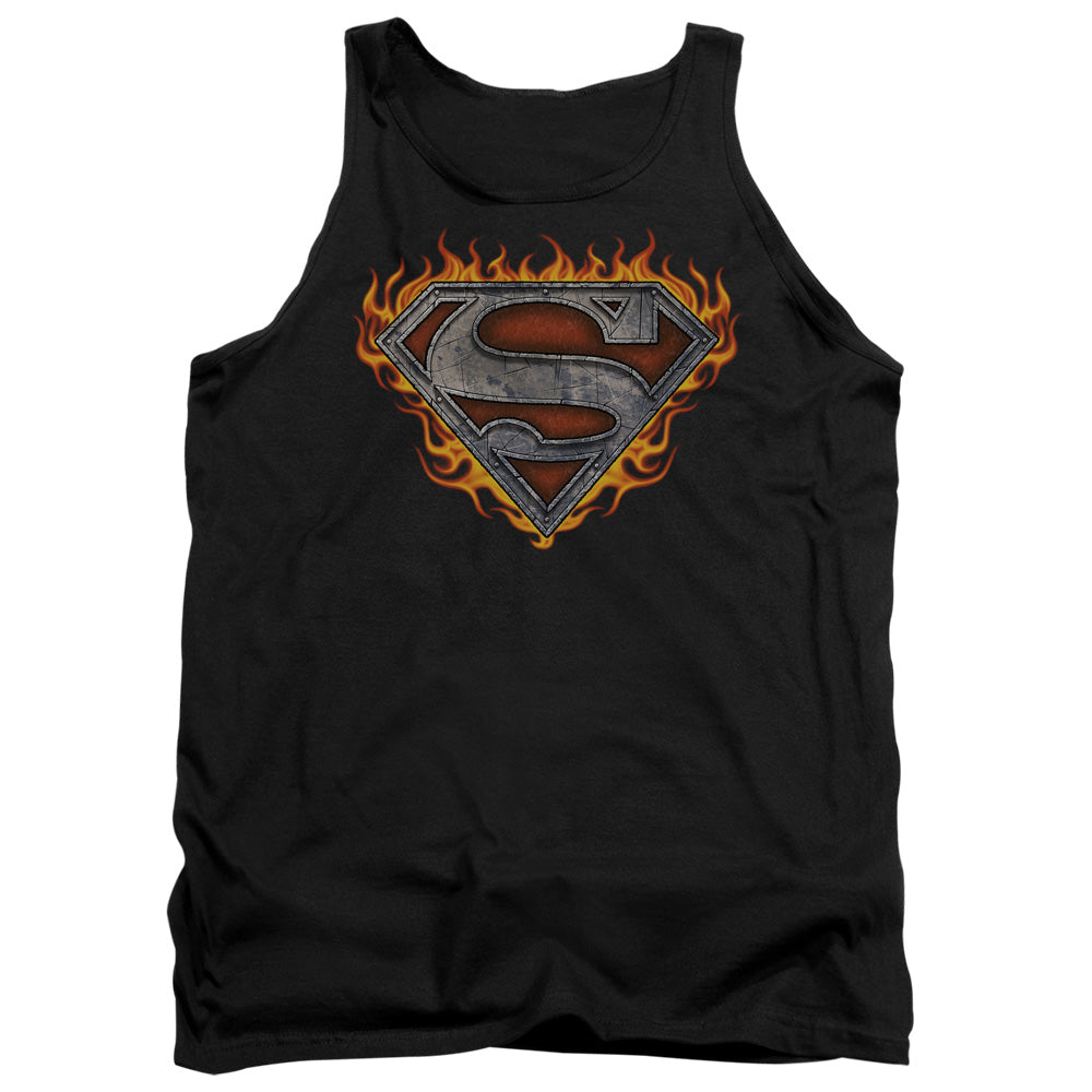 Superman - Iron Fire Shield - Adult Tank - Black